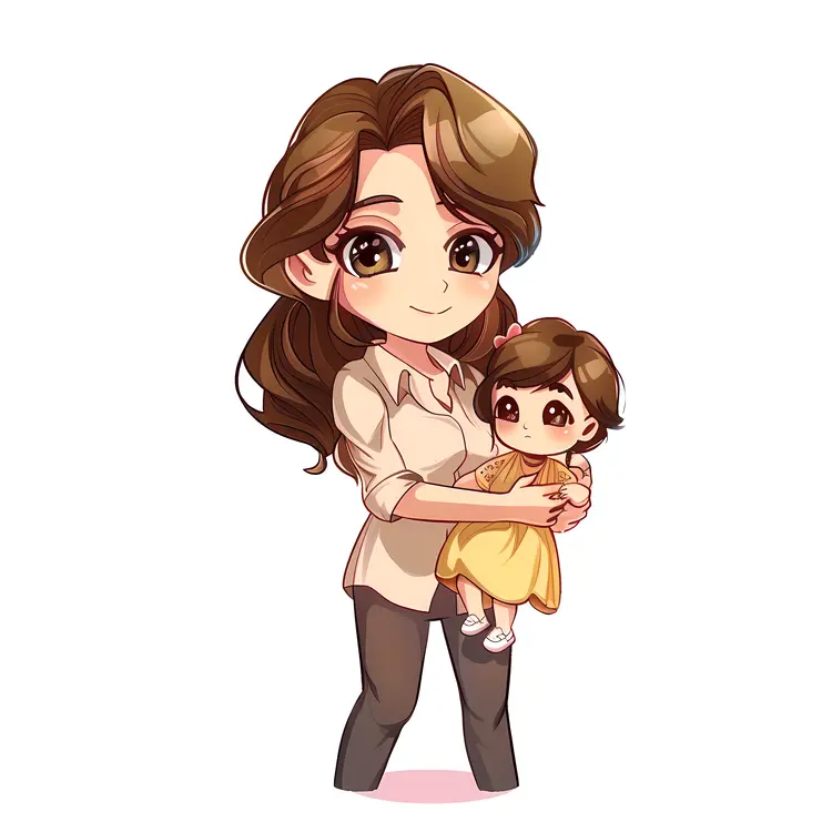 Mother Holding Child in Yellow Dress