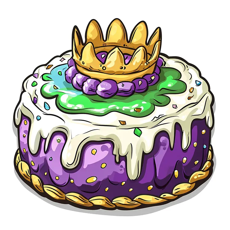 Crown Topped Cake with Colorful Icing