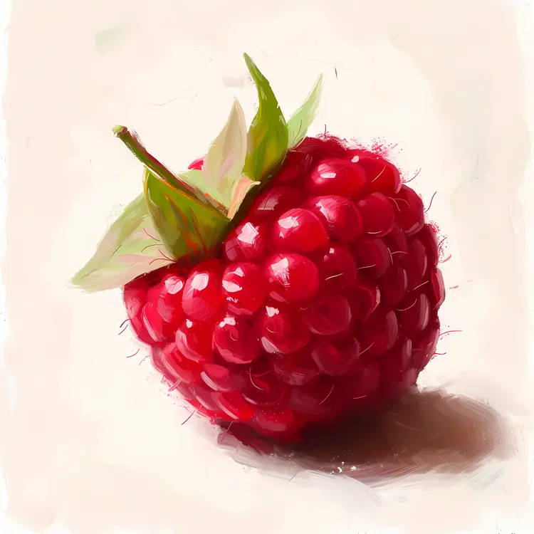 Realistic Red Raspberry Painting