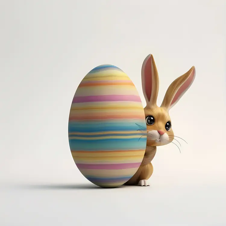 Bunny Hiding Behind Easter Egg