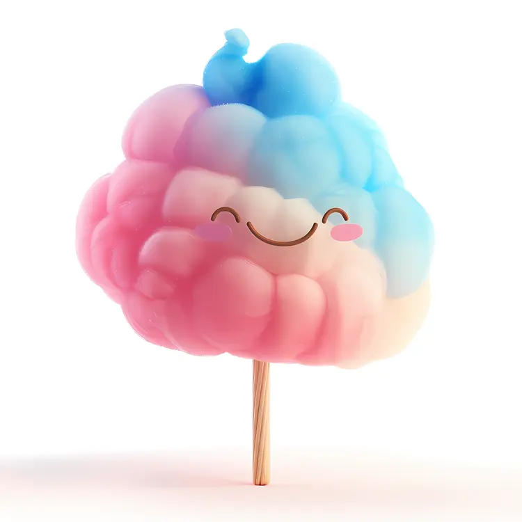 Blue and Pink Cotton Candy on a Stick