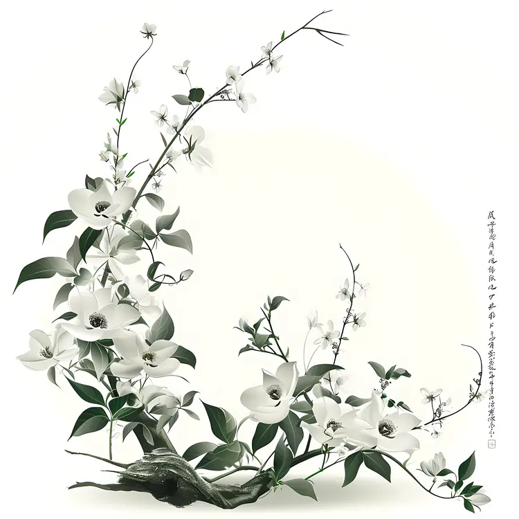 Monochrome Floral Illustration
