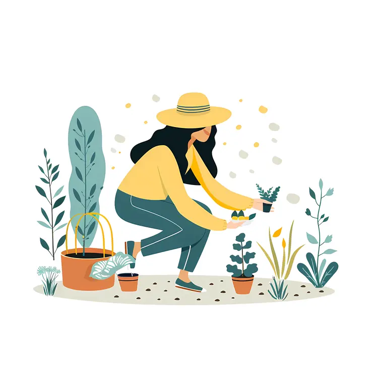 Gardener Planting in the Garden