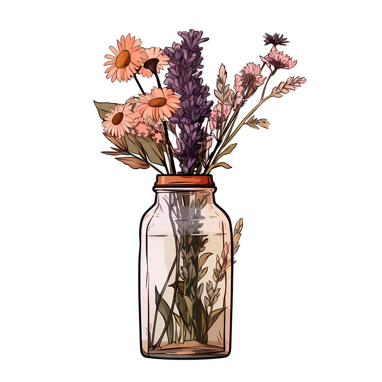 Beautiful Flowers in a Jar Illustration