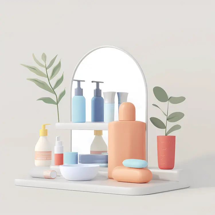Cosmetic Bottles with Mirror and Leaves