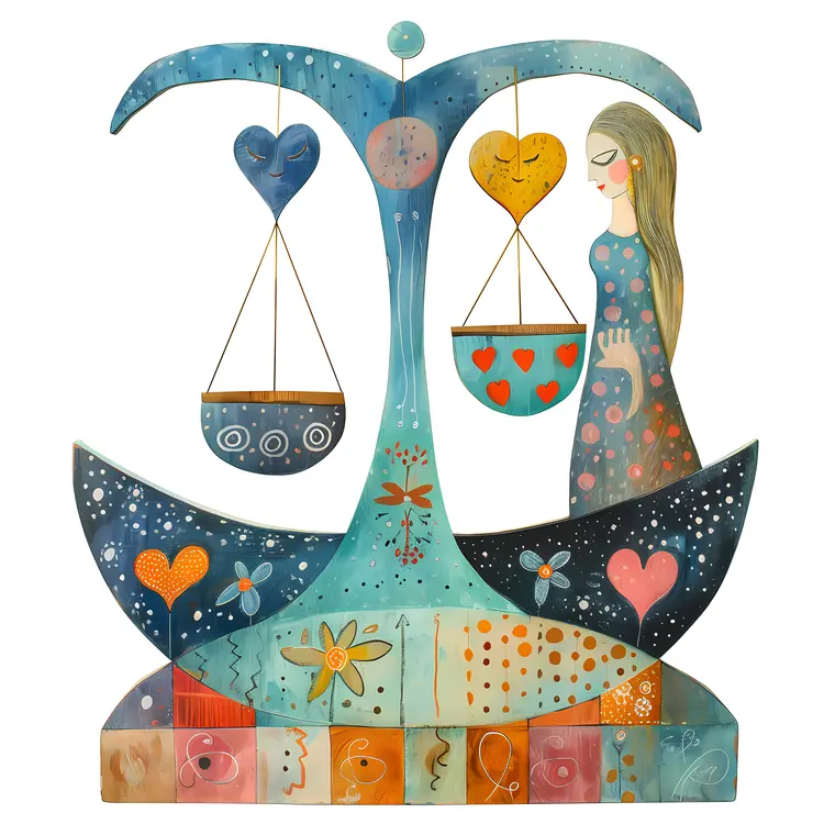 Colorful Scales with Hearts and Woman