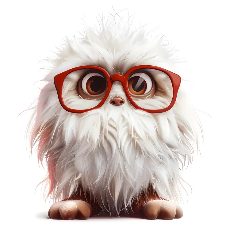 Cute Fluffy Creature with Glasses