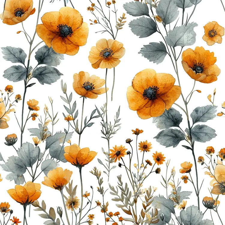 Yellow Blossoms with Grey Leaves