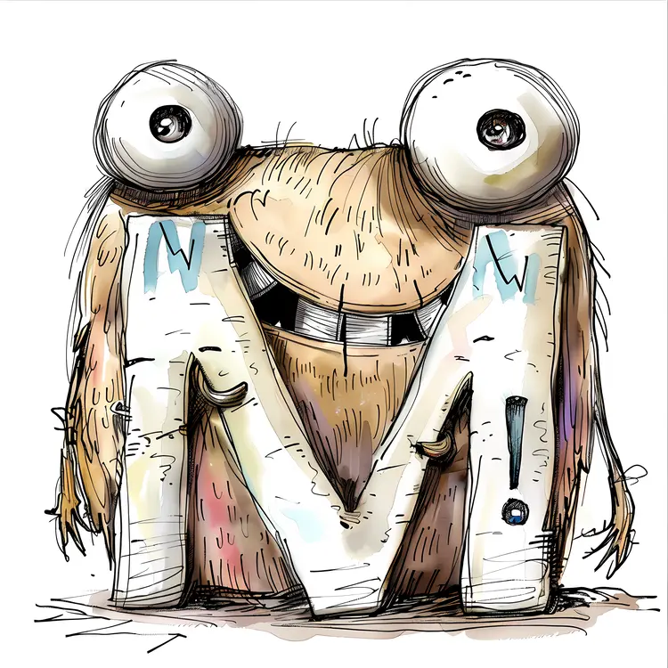 Monster Letter M Cartoon Illustration