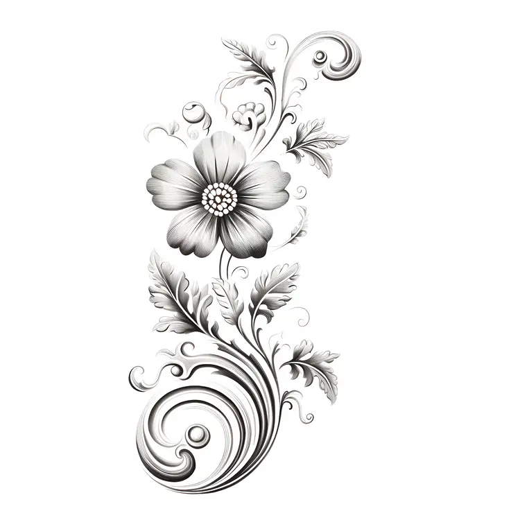 Elegant Black and White Floral Design