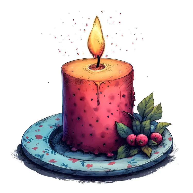 Red Candle on a Plate