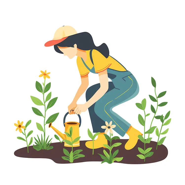 Gardener Watering Flowers