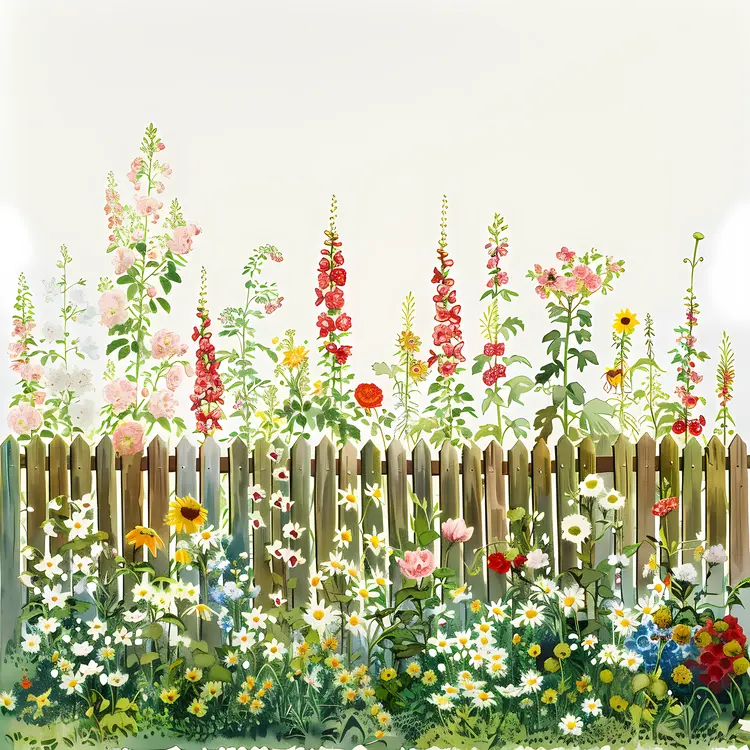 Wildflowers on Wooden Fence