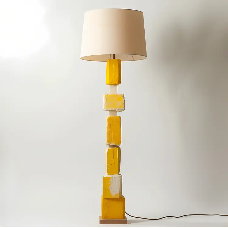 Yellow Lamp with Geometric Base