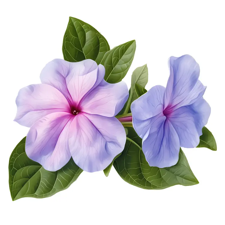 Purple and Pink Flowers with Green Leaves