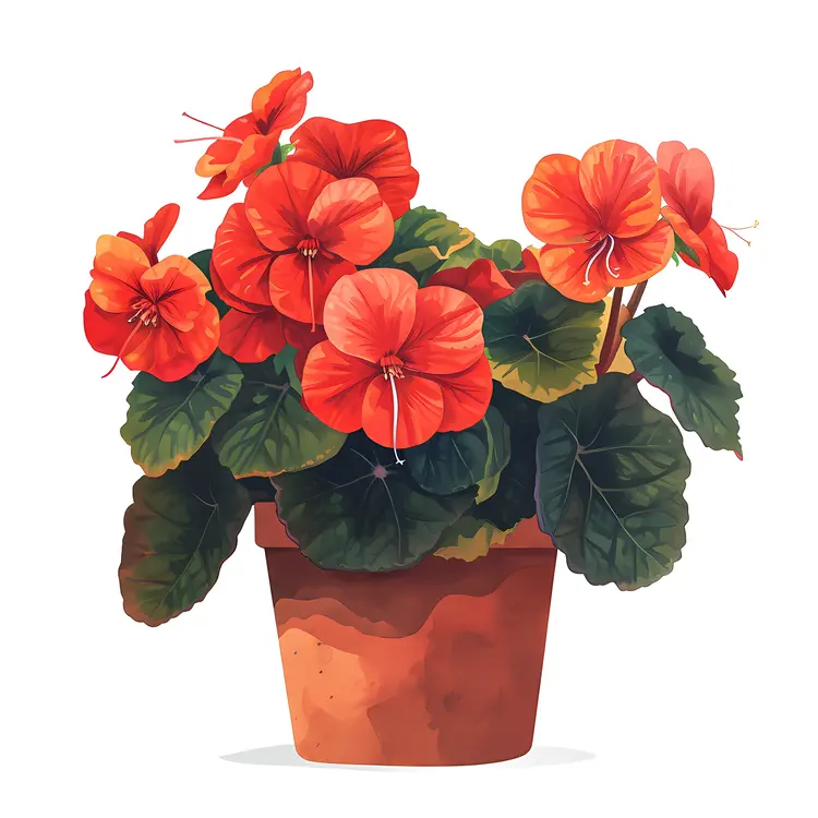 Red Flowers in a Pot