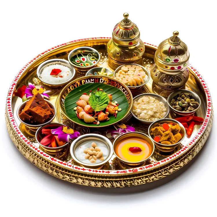 Traditional Indian Thali with Assorted Dishes