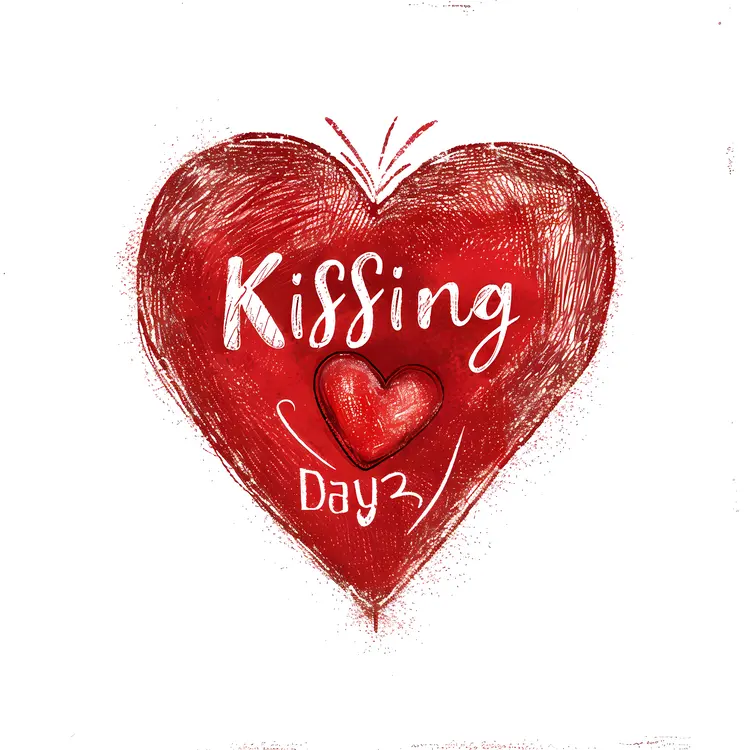 Kissing Day Heart Illustration