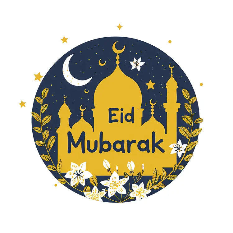 Eid Mubarak Mosque Illustration