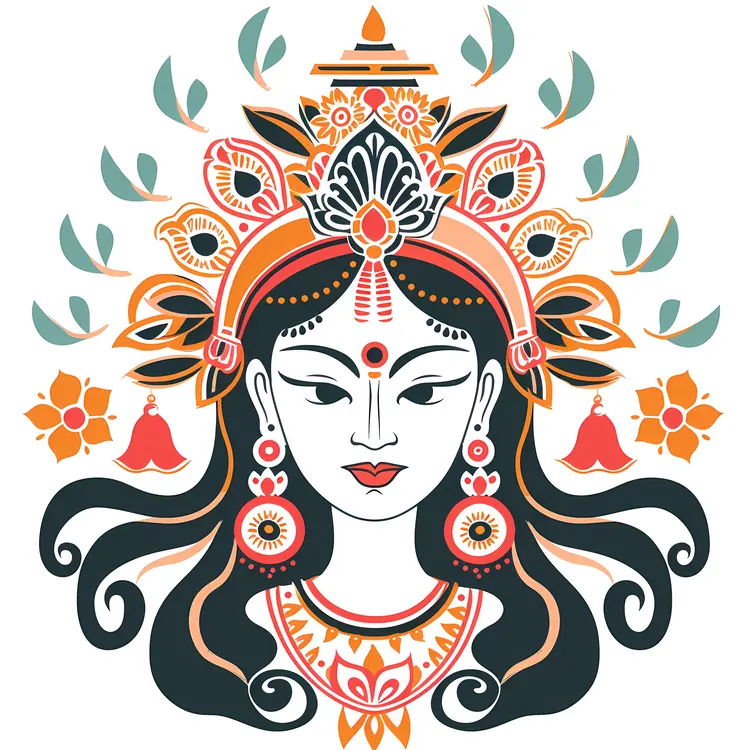 Stylized Hindu Goddess Illustration