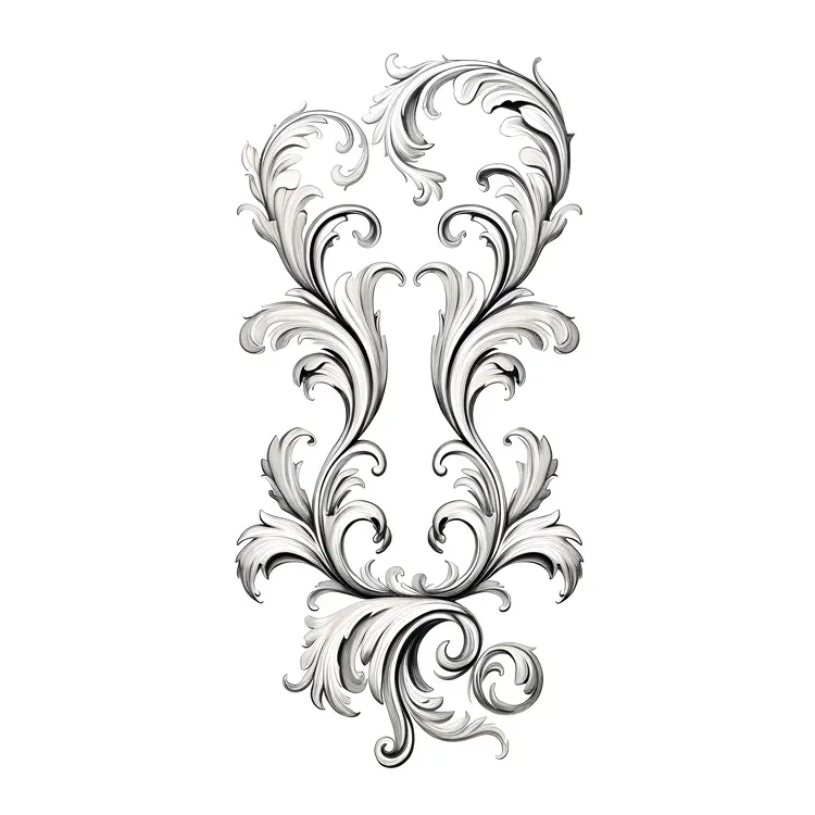 Elaborate Black and White Floral Design