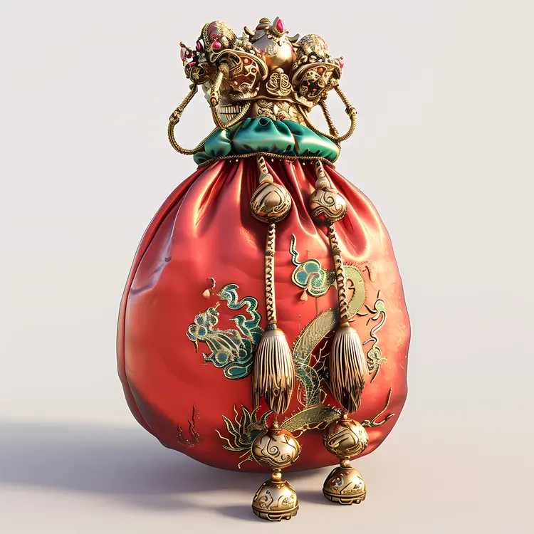 Ornate Red Dragon Pouch