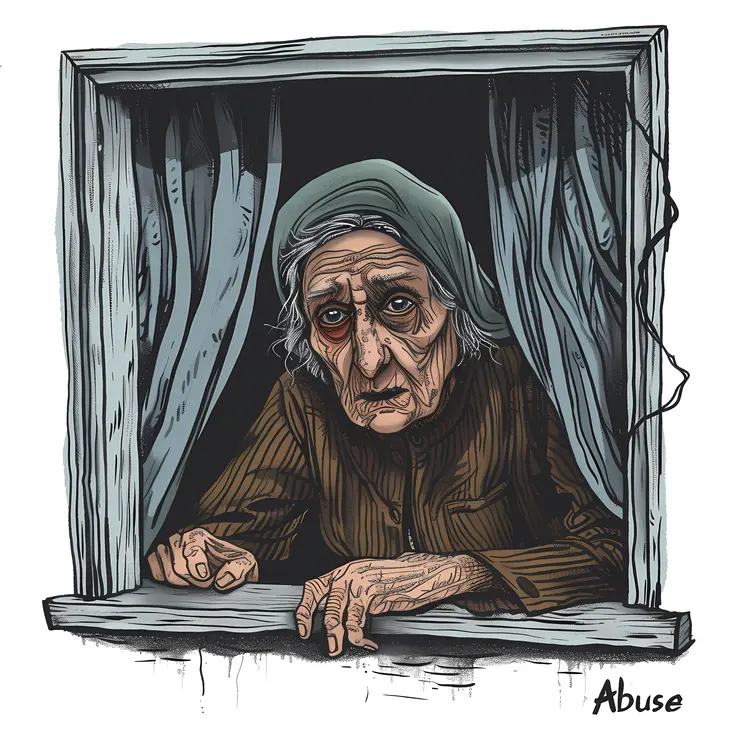 Elderly Woman Looking Out of Window