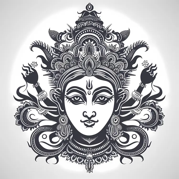 Black and White Goddess Illustration