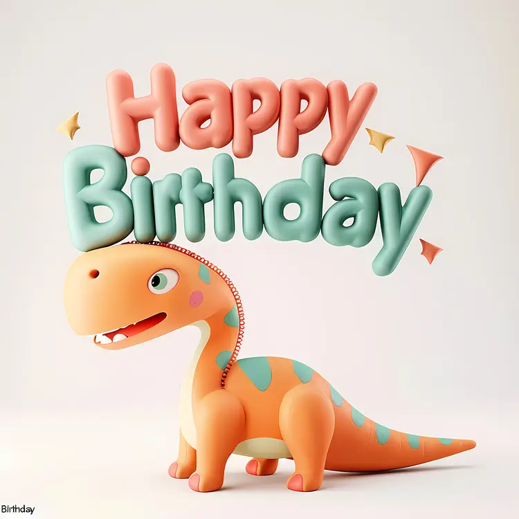 Happy Birthday Cute Dinosaur Cake Topper