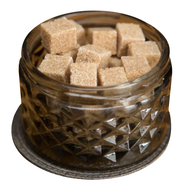 Brown Sugar Cubes in Glass Jar