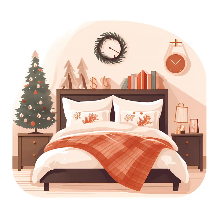 Festive Bedroom with Christmas Tree