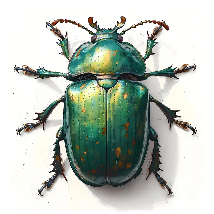 Detailed Illustration of a Green Beetle