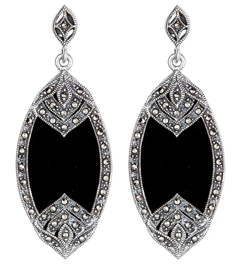 Elegant Black Gemstone Earrings