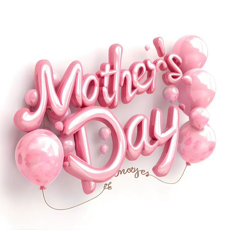 Mother's Day Card with Pink Balloons