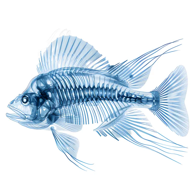 Detailed Transparent Fish Skeleton
