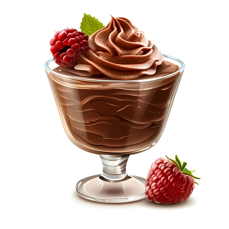 Chocolate Mousse in Glass with Raspberries