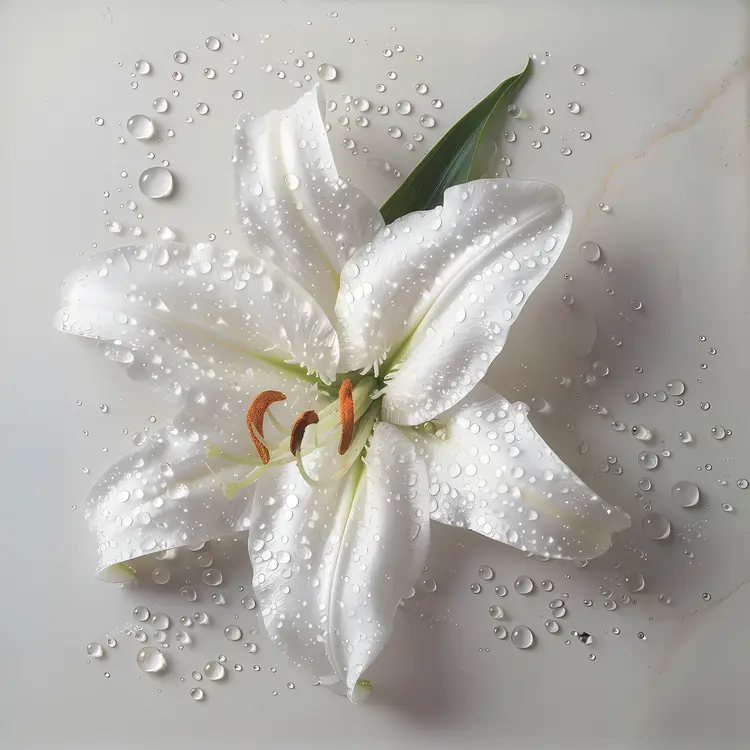 White Lily with Water Droplets