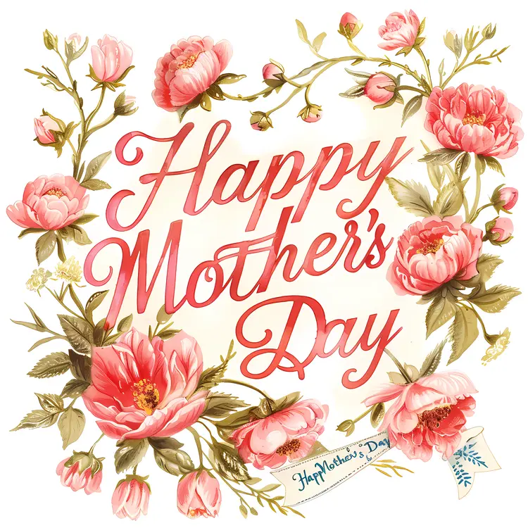 Happy Mother's Day Floral Heart Greeting