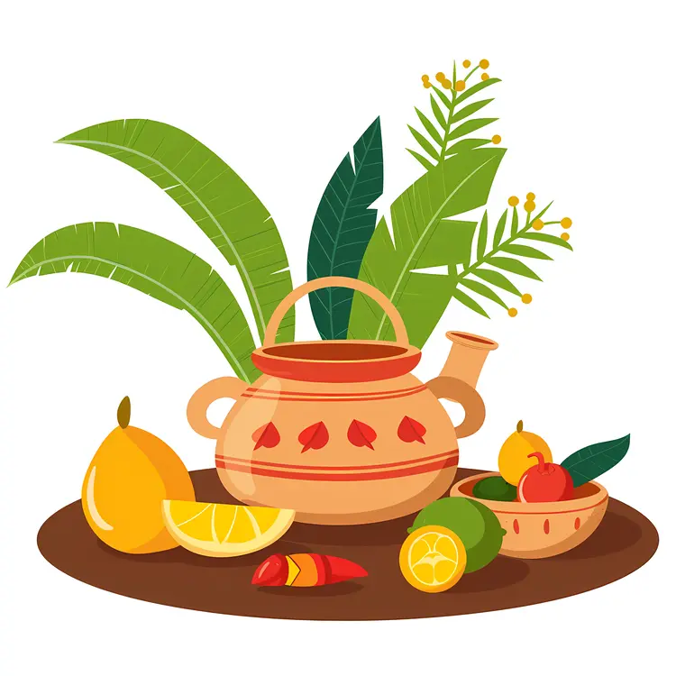 Clay Pot with Fruits