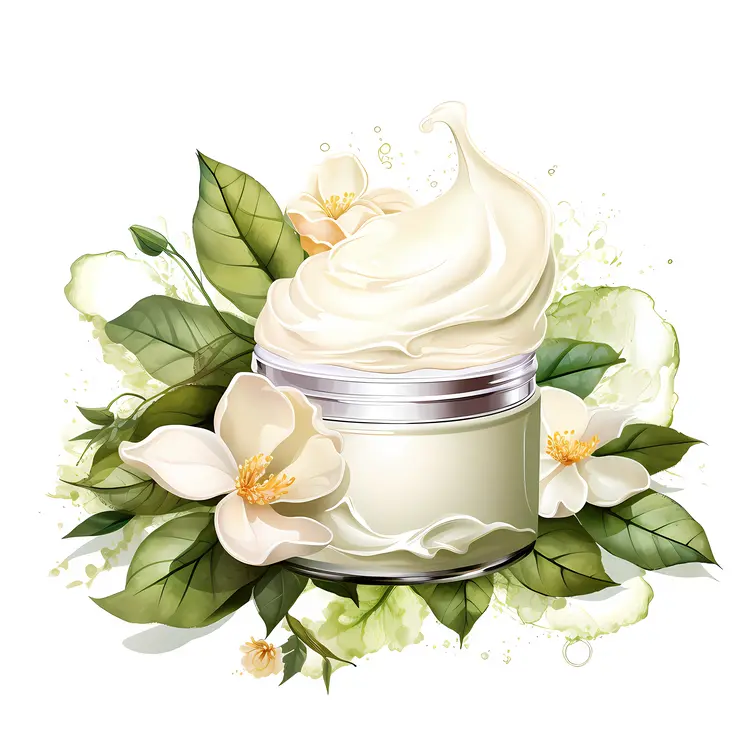 Cream Jar with Beautiful Flowers