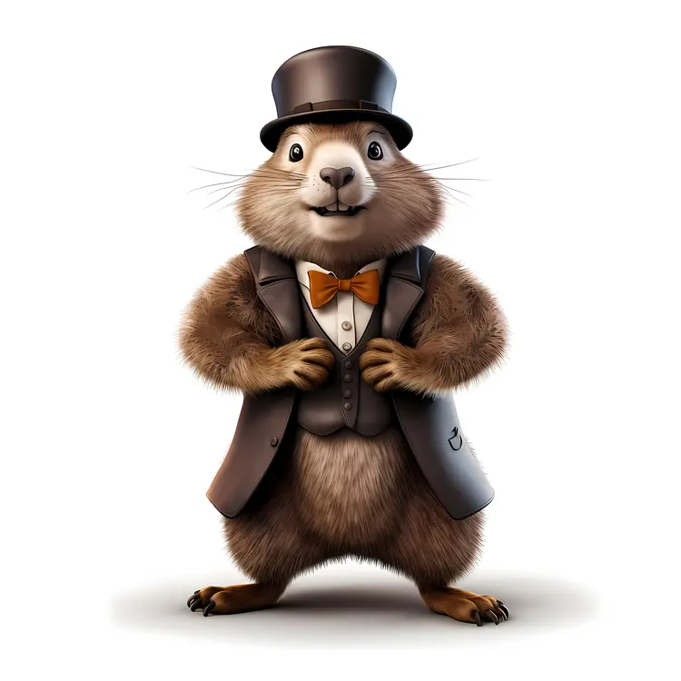 Hamster in Suit with Top Hat and Bow Tie