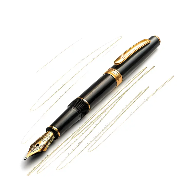Elegant Black and Gold Fountain Pen
