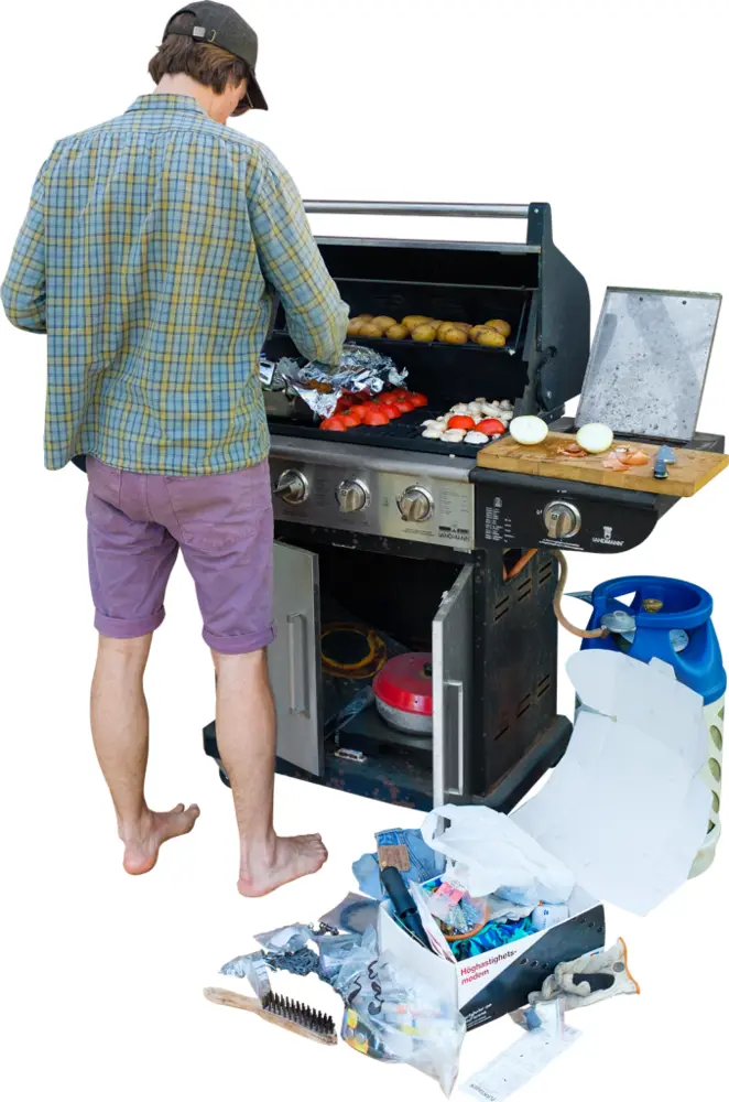 Man Grilling Food Outdoors