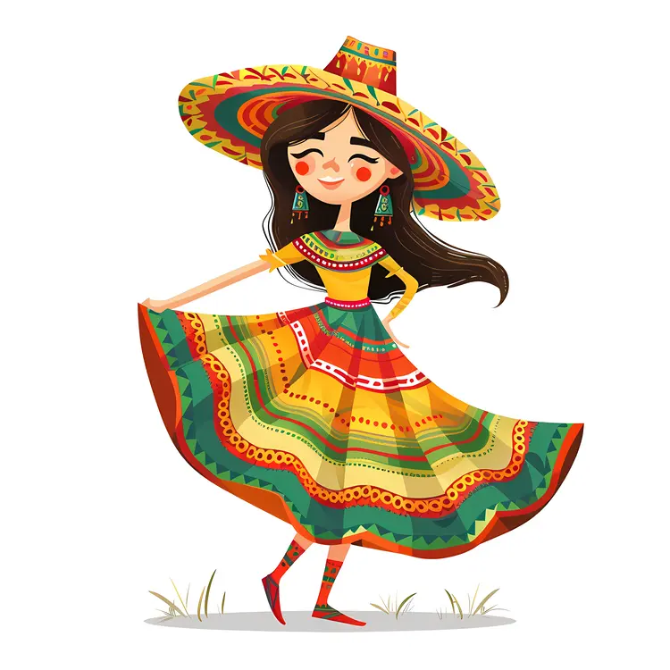 Girl in Colorful Traditional Mexican Dress