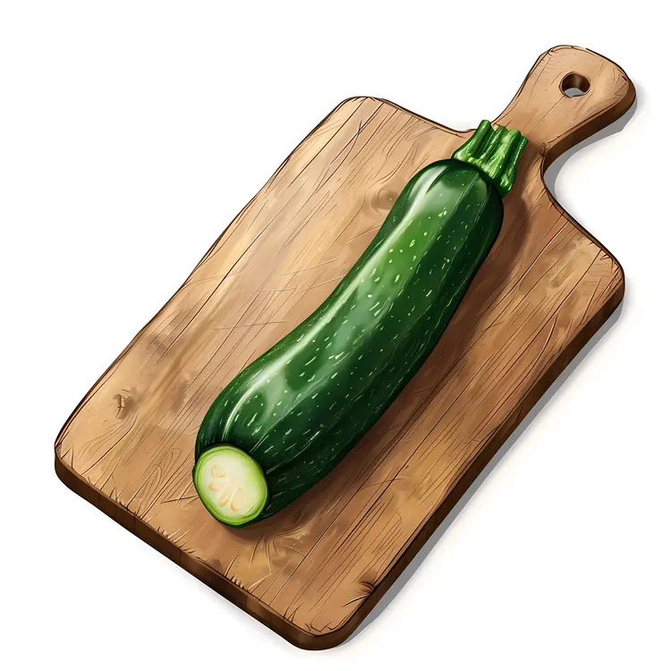 Fresh Green Zucchini on Wooden Cutting Board