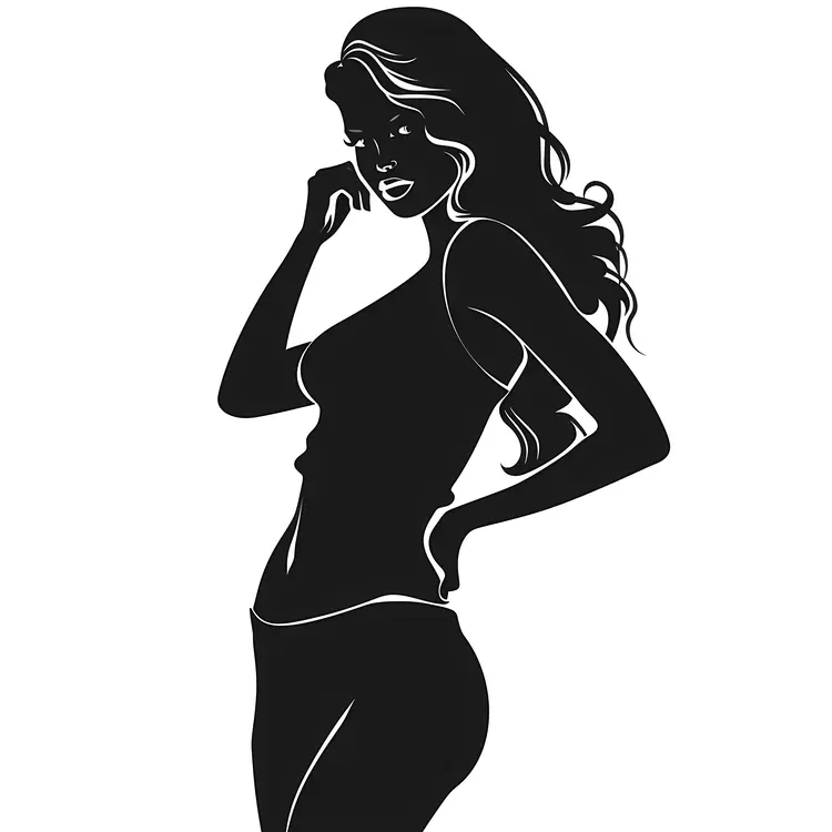 Black Silhouette of a Woman in a Pose