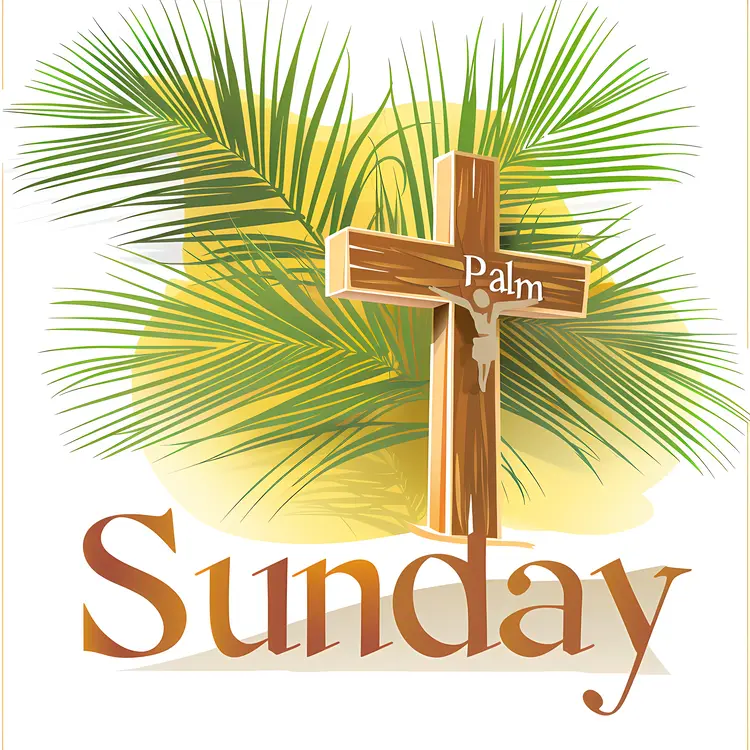 Palm Sunday Cross with Palm Leaves