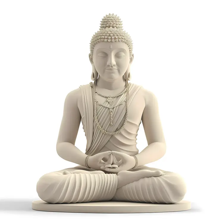 White Stone Meditating Buddha