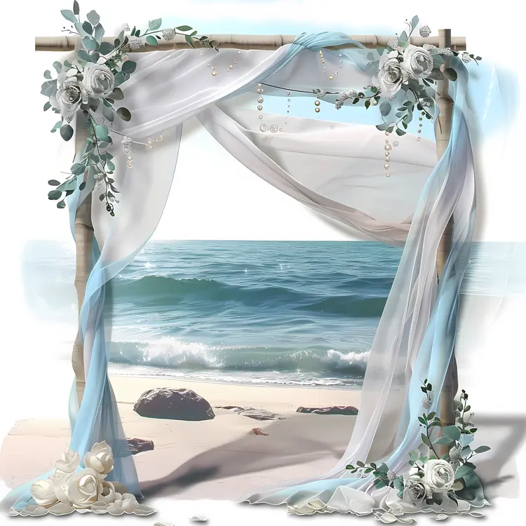 Elegant Beach Wedding Arch with Flowers