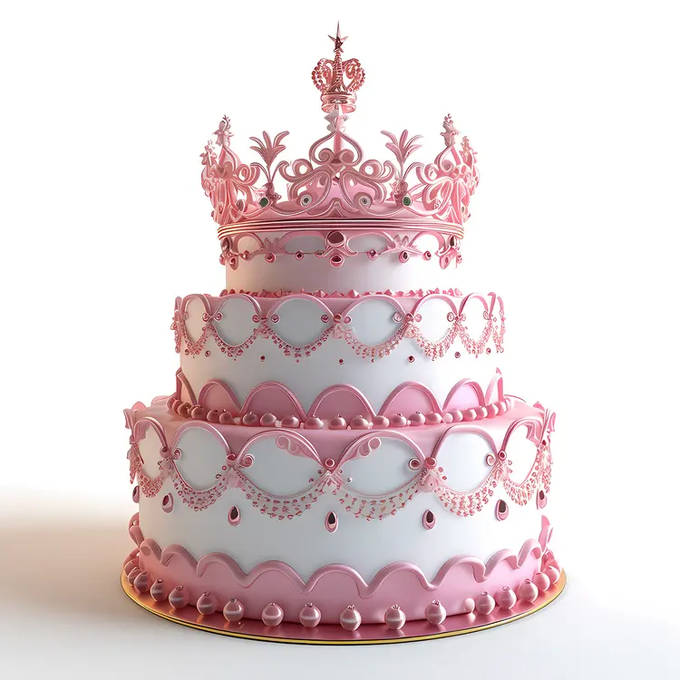 Royal Pink Cake with Crown